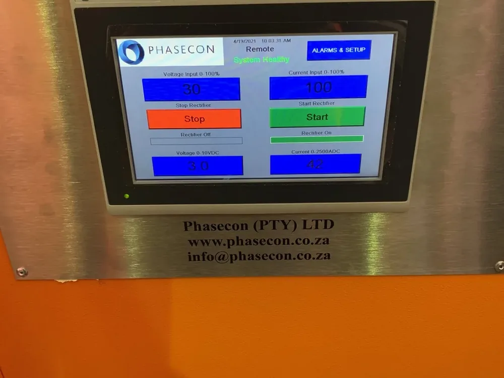 PLC and HMI control panel manufactured by PHASECON