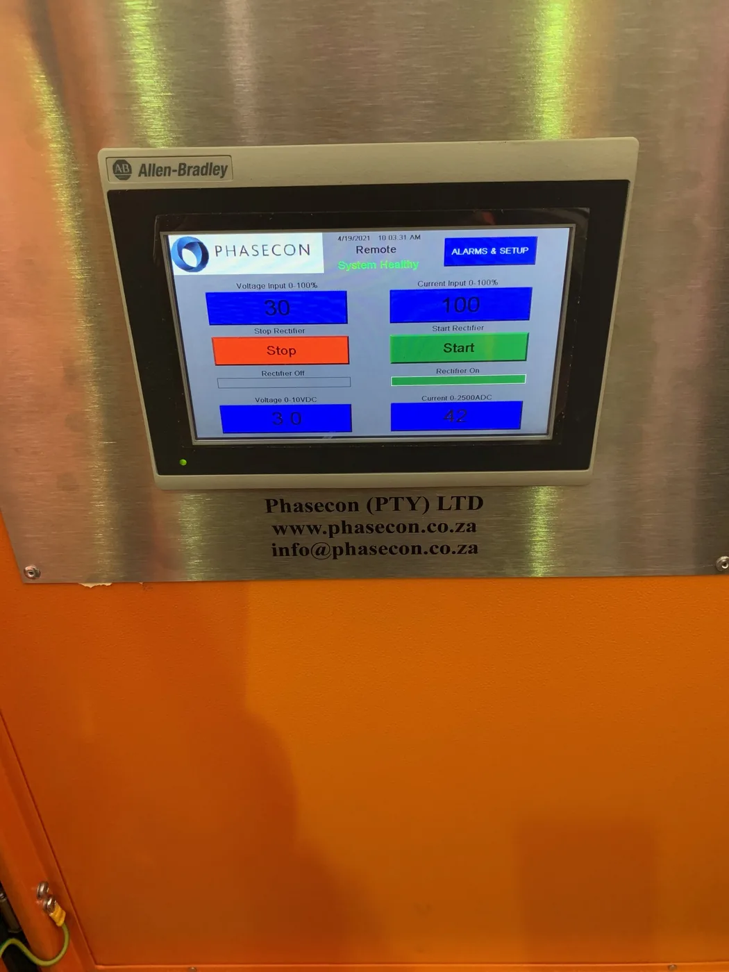 PLC / HMI rectifier control panel
